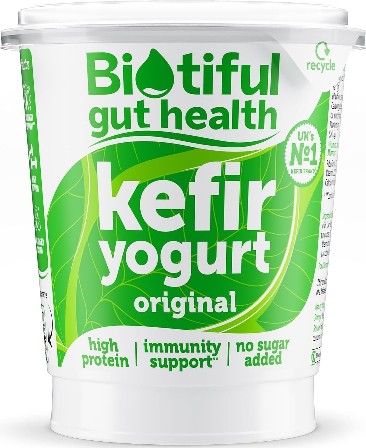 Biotiful, Gut Health, Kefir Yogurt Original, Natural, Immunity Support, High in Protein, Source of Calcium and B12, 350g
