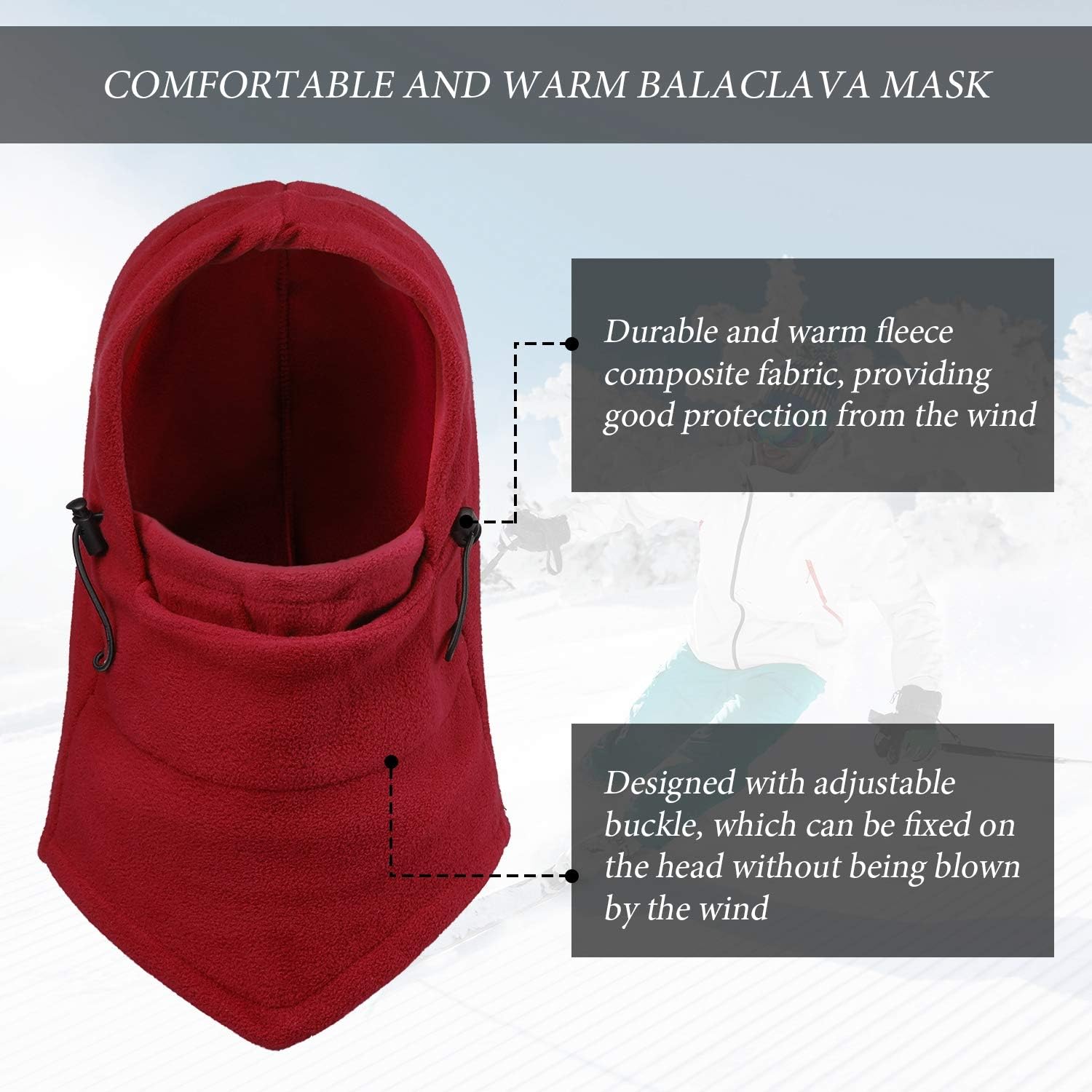 Blulu 3 Pieces Winter Balaclava Ski Mask for Men Women Fleece Thermal Balaclava Face Mask Tactical Heavyweight Balaclava - Image 3