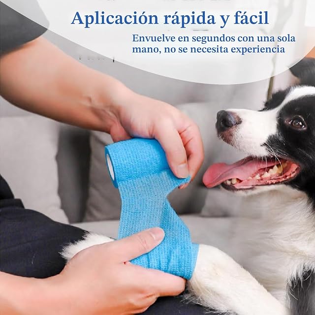 Foto 5 de 7 de NELLHOMY 8 Rollos 10 cm x 4,5 m Vendaje Adhesiva Autoadhesiva para Mascotas, Gatos, Perros