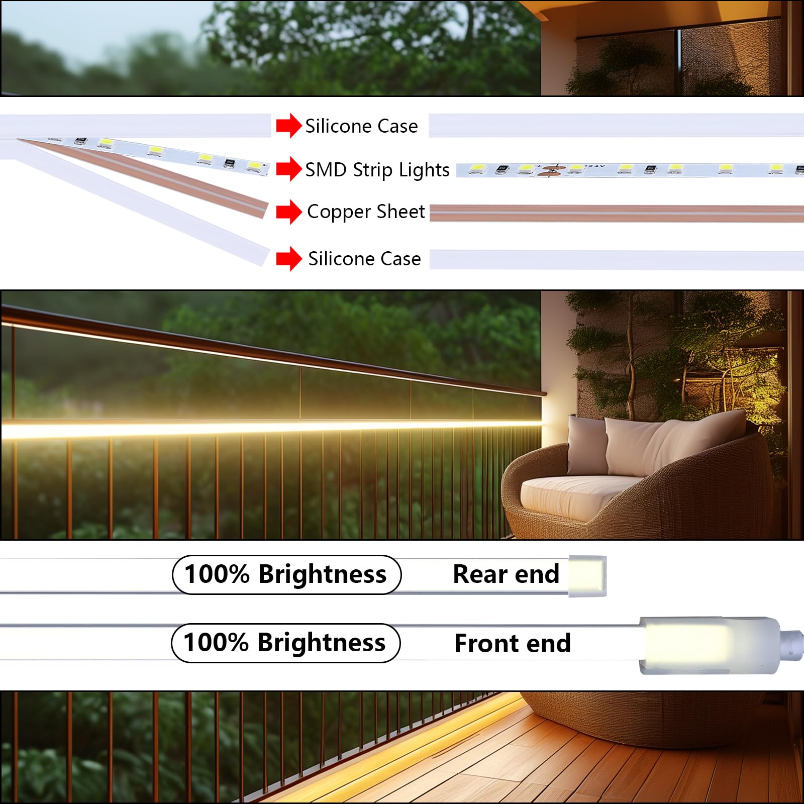 BENLUN 24V Neon LED Streifen Aussenbereich Wasserdicht 15m | 3000K Warmweiß LED Strip Outdoor 10W/m für Beleuchtung Deko Decke Terrasse hof Garten (Produkt ohne Netzteil)