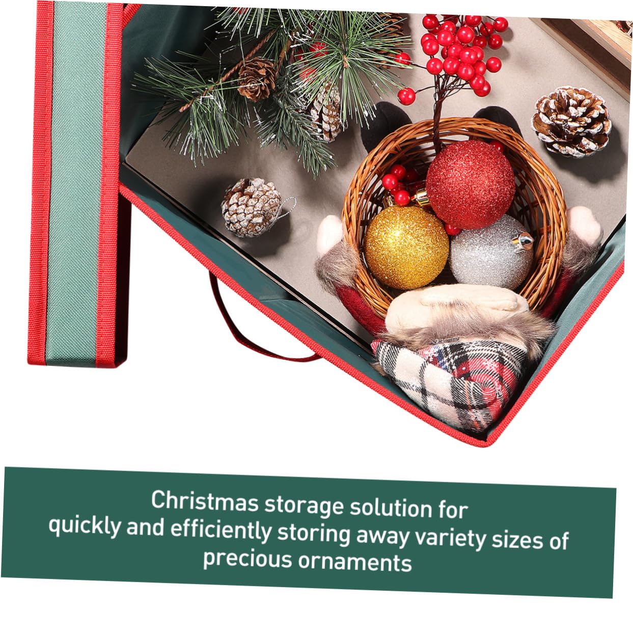 Contenitore per Palline di Natale, 600D Oxford Scatola per Decorazioni Natalizie, Natale Scatole con 4 Divisori Vassoi, Porta Palline per Ornamenti