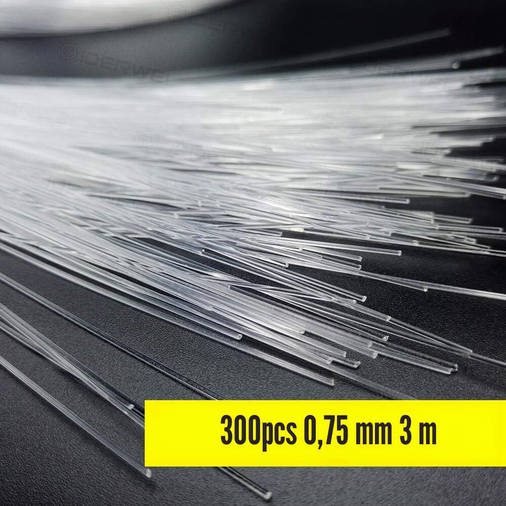 Câble à fibre optique LED 3 m 300 pièces 0,75 mm PMMA Plastic End Glow LED fibre optique pour plafond étoilé éclairage, tous les types de pilotes Light Engine (sans moteur à fibre optique)