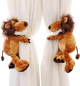 Home Decor Cute Cartoon Animal Curtain Tiebacks Plush Window Curtain Holdbacks Convenient Curtain Buckle Yellow Lion 1 Pair