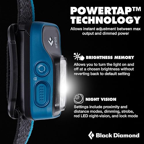 Miniatura 3 de BLACK DIAMOND Spot 400 - Linterna frontal  400 lúmenes de brillo, regulable  Impermeable y duradera  Funciona con 3 pilas AAA (incluidas)  Azul