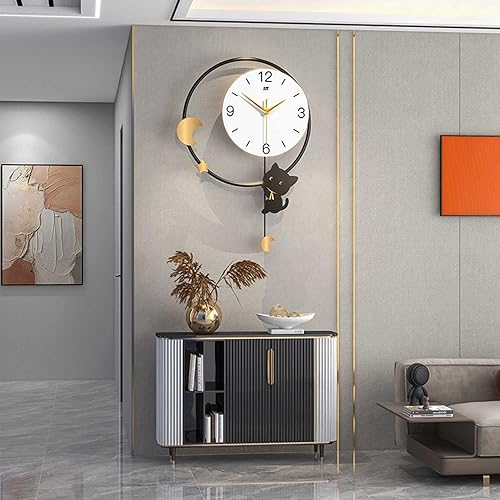 Miniatura 3 de JMYSD Moon Cat Wall Clock Creative Simple Cartoon Mute Clock Modern DIY Wall Clock DIY 3D Effect Wall Mute Clock for Living Room Bedroom Home Office