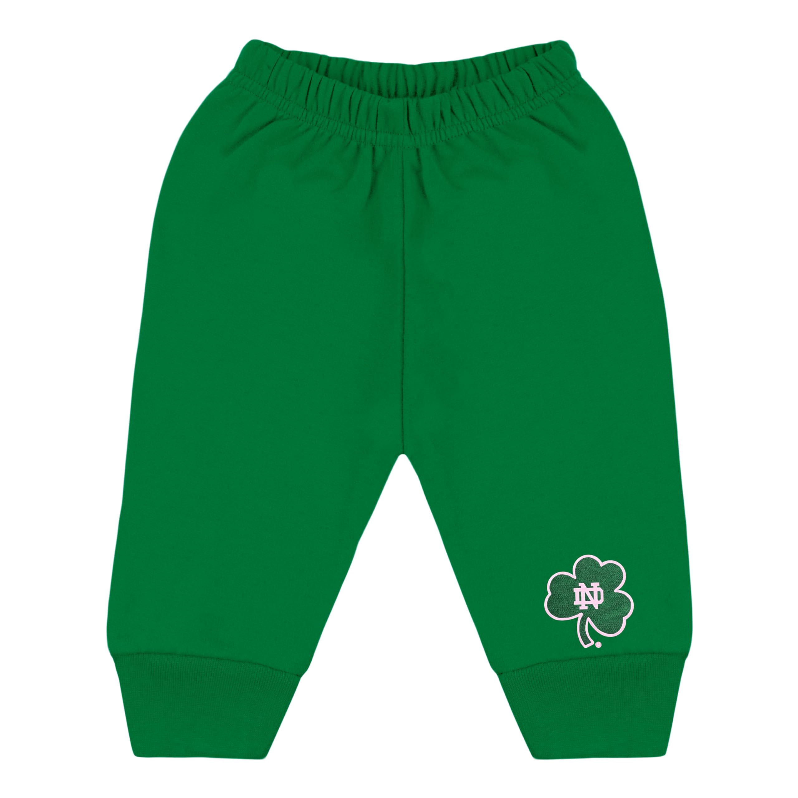 College Baby NCAA Infant Jogger Sweatpants, Notre Dame Kelly Pants Kelly/Pink Logo, 0-3 Months