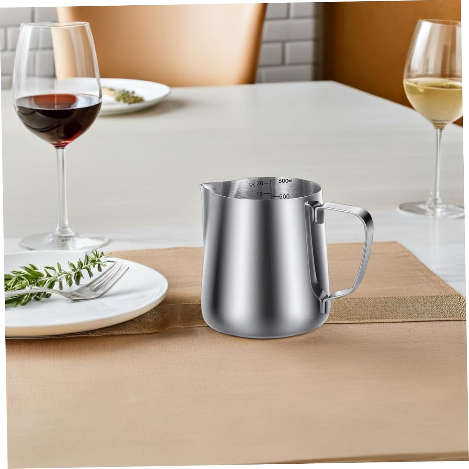 PRETYZOOM 1 Set Stainless Steel Frothing Pitcher Milk Frothing Jug for Cappuccino Latte Espresso with Precision Spout and Latte Art Pen Scald Handle Material