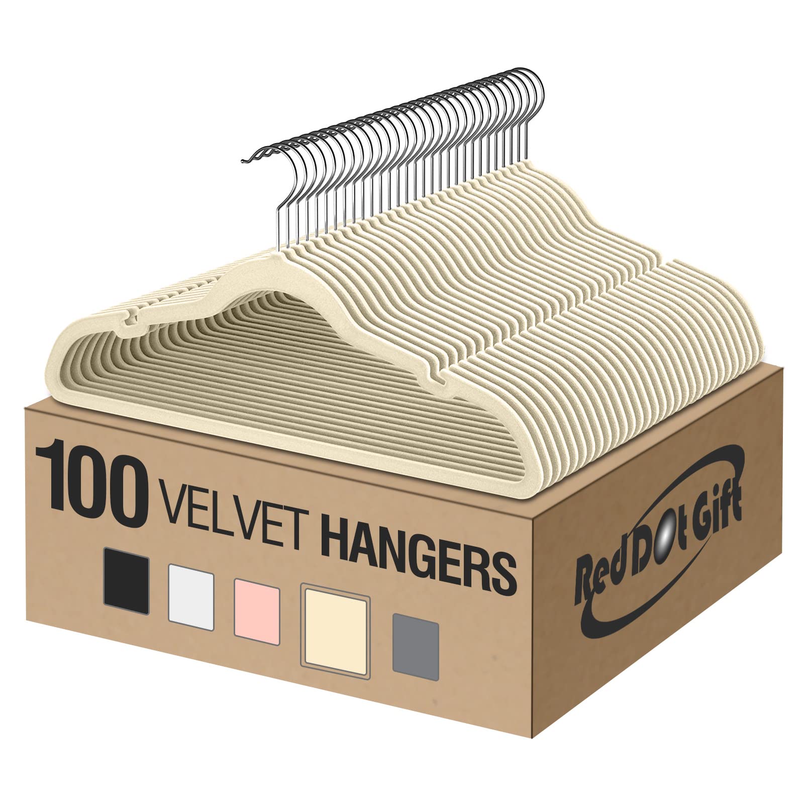 Red Dot GiftVelvet Clothes Hangers 45cm Heavy Duty Durable Coat and Clothes Hangers (Beige, 100)