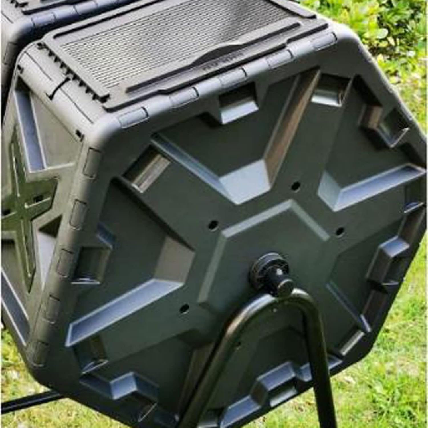 Kitchen Compost Bin, Compost Bin Tumbling Composter Rotating w/ 2 Doors Compost Bin, Dual Chamber All Season Heavy Duty Outdoor Gardening Composting Tumblers Garden Yard (140L/37 Gallon, Black),Indoo