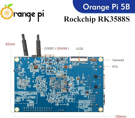 Orange Pi 5B 16GB Rockchip RK3588S with 256GB eMMC 8 Core 64 Bit Wi-Fi6, BT5.0 Single Board Computer, 2.4GHz Frequency Open Source Board Run Orange Pi OS,Android,Debian,Ubuntu (Pi 5B 16G256G)