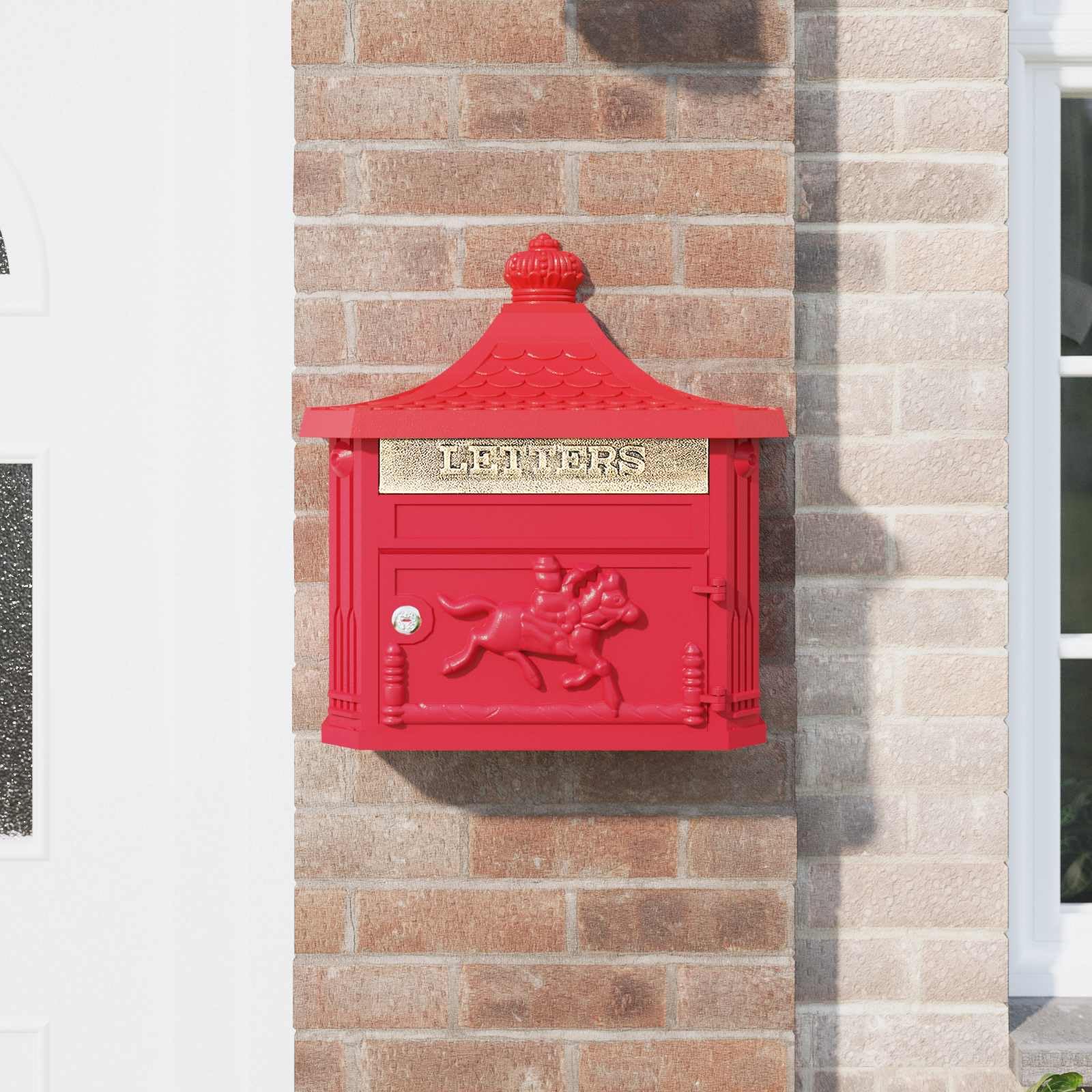 Genérico Buzón Montado en la Pared con Puerta Rojo 40,5 x 16 x 45 cm,Casa y jardín,Decoración,Buzones de Correo,Rojo,42023502