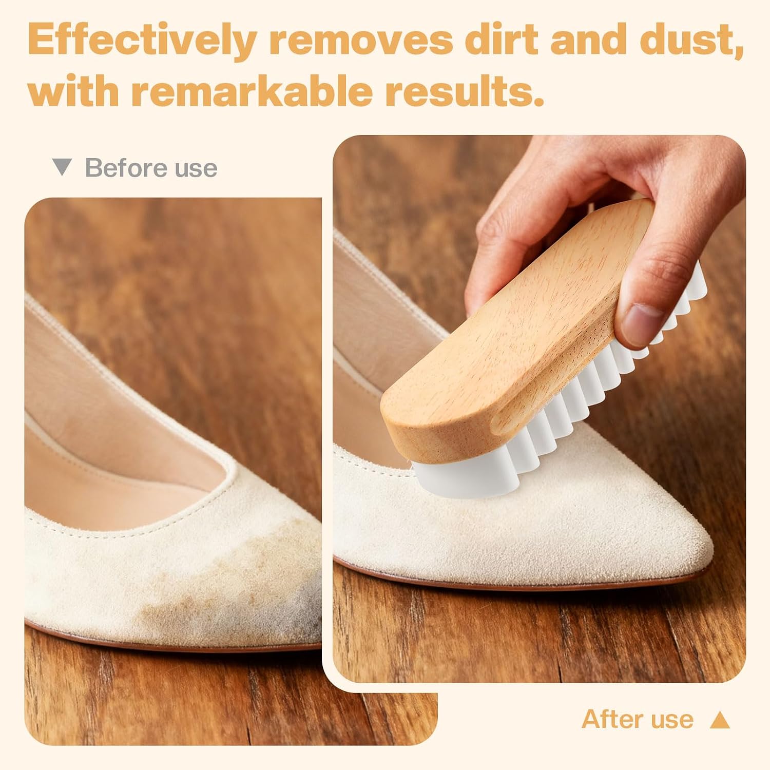 2 Pcs Suede Shoe Brush Nubuck Leather Cleaner Shoes Shine Dauber Crepe Applicators Set with Cleaning Cloth(Suede Brush with Cloth) image 4