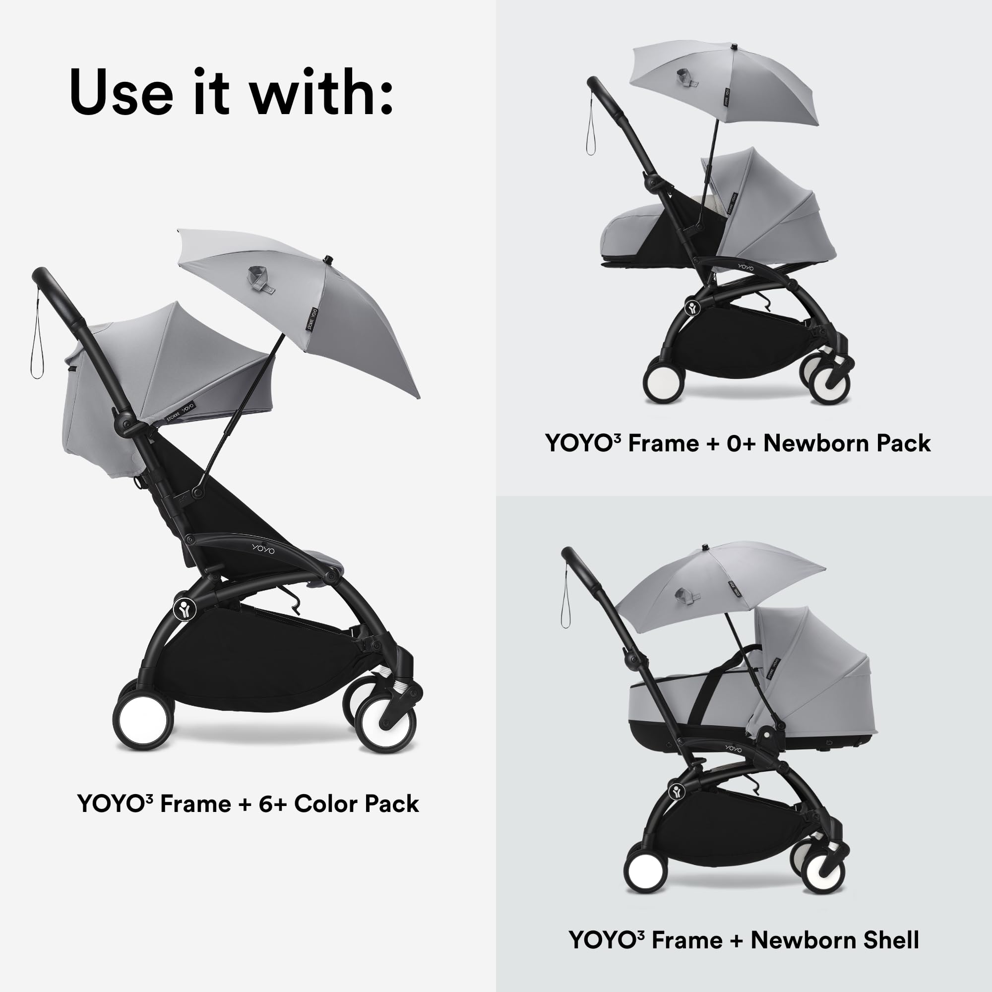 Stokke YOYO Parasol, Stone, UPF 50+ Protection, Enhanced Opacity, Use on YOYO Stroller with 0+ Newborn Pack - Image 4