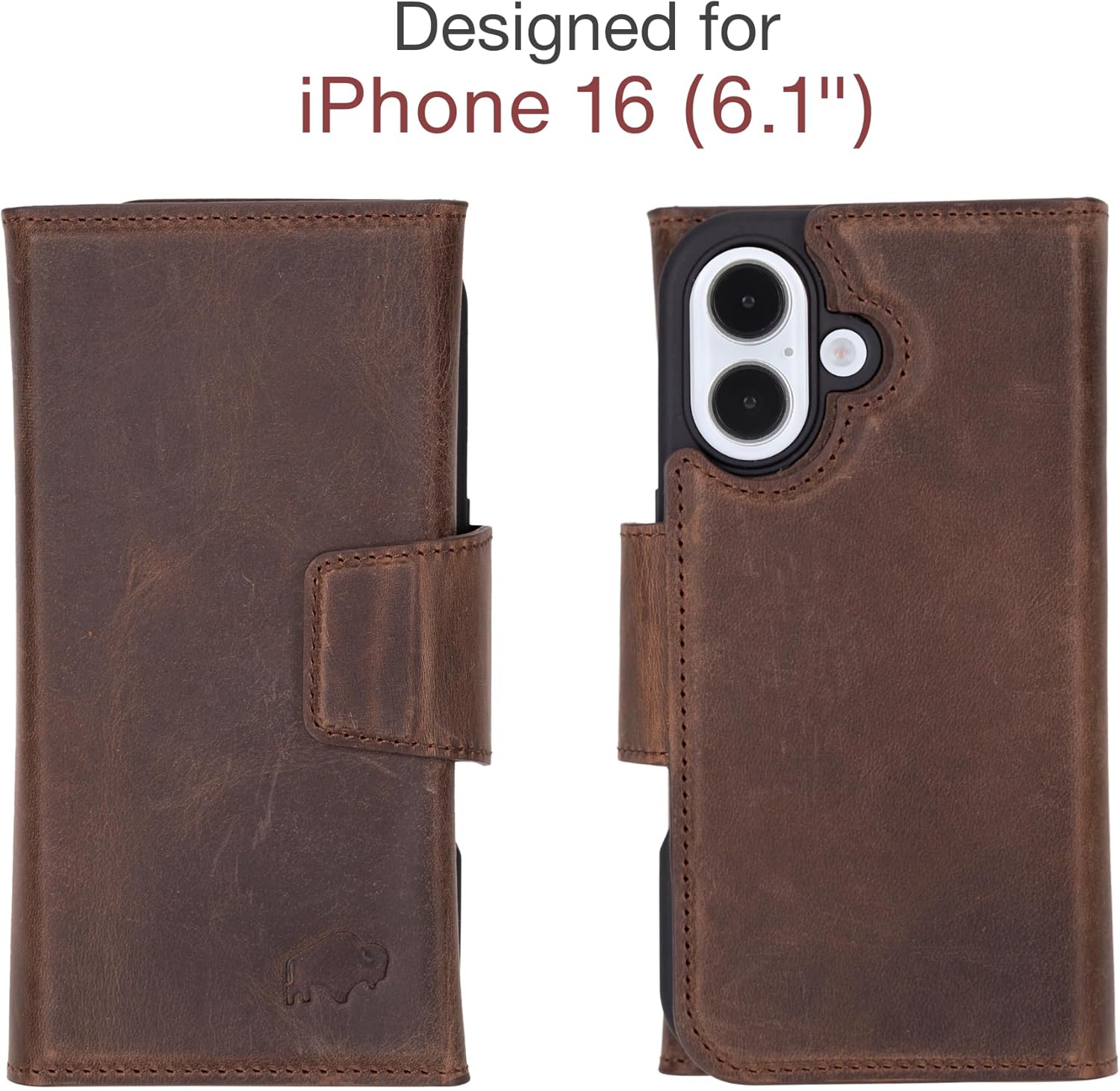 BLACKBROOK Case for iPhone 16 Wallet Case for Men and Women, Tudor Trifold Leather 2-in-1 Set for MagSafe Charging, Cash, ID and 8 Card Slots with RFID Block, Compatible with iPhone 16