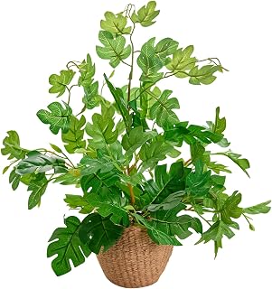 Faux Monstera Plant in Yellow Planter