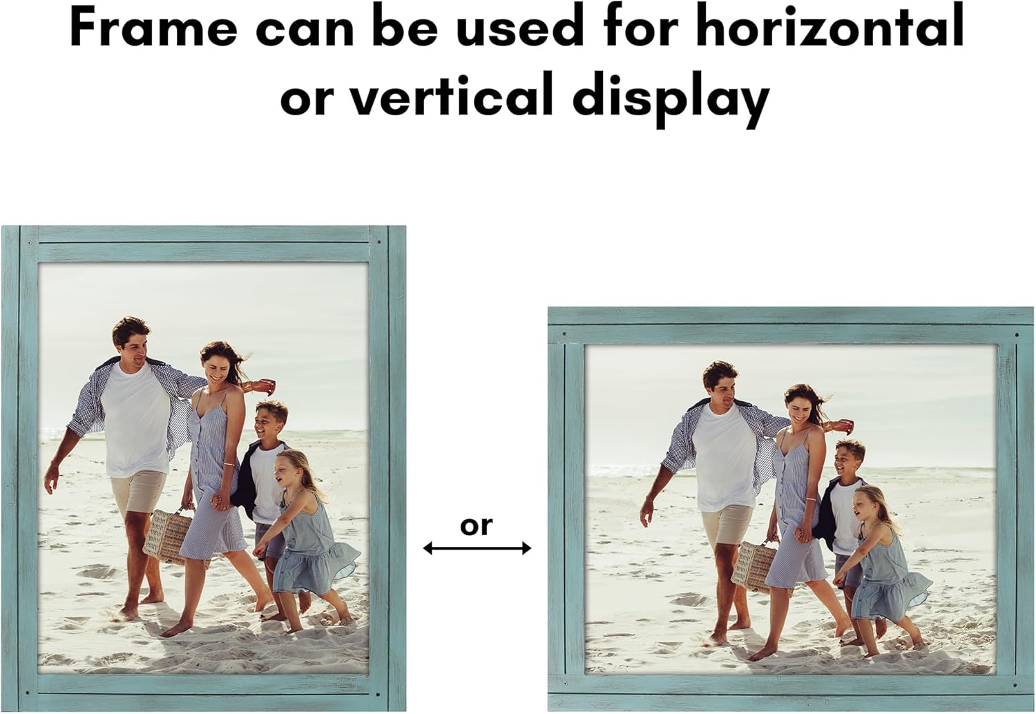 Americanflat 16x20 Picture Frame with Polished Plexiglass - Hampton Collection - Distressed Wood Picture Frames for Vertical or Horizontal Wall Display - Turquoise Blue