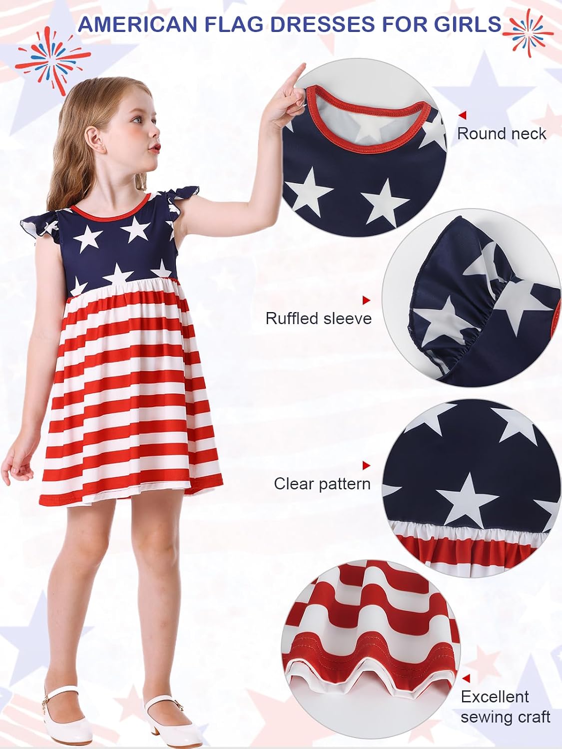 WonderBabe Girls Dresses School Outfits Kids A-Line Midi Casual Sundress image 4