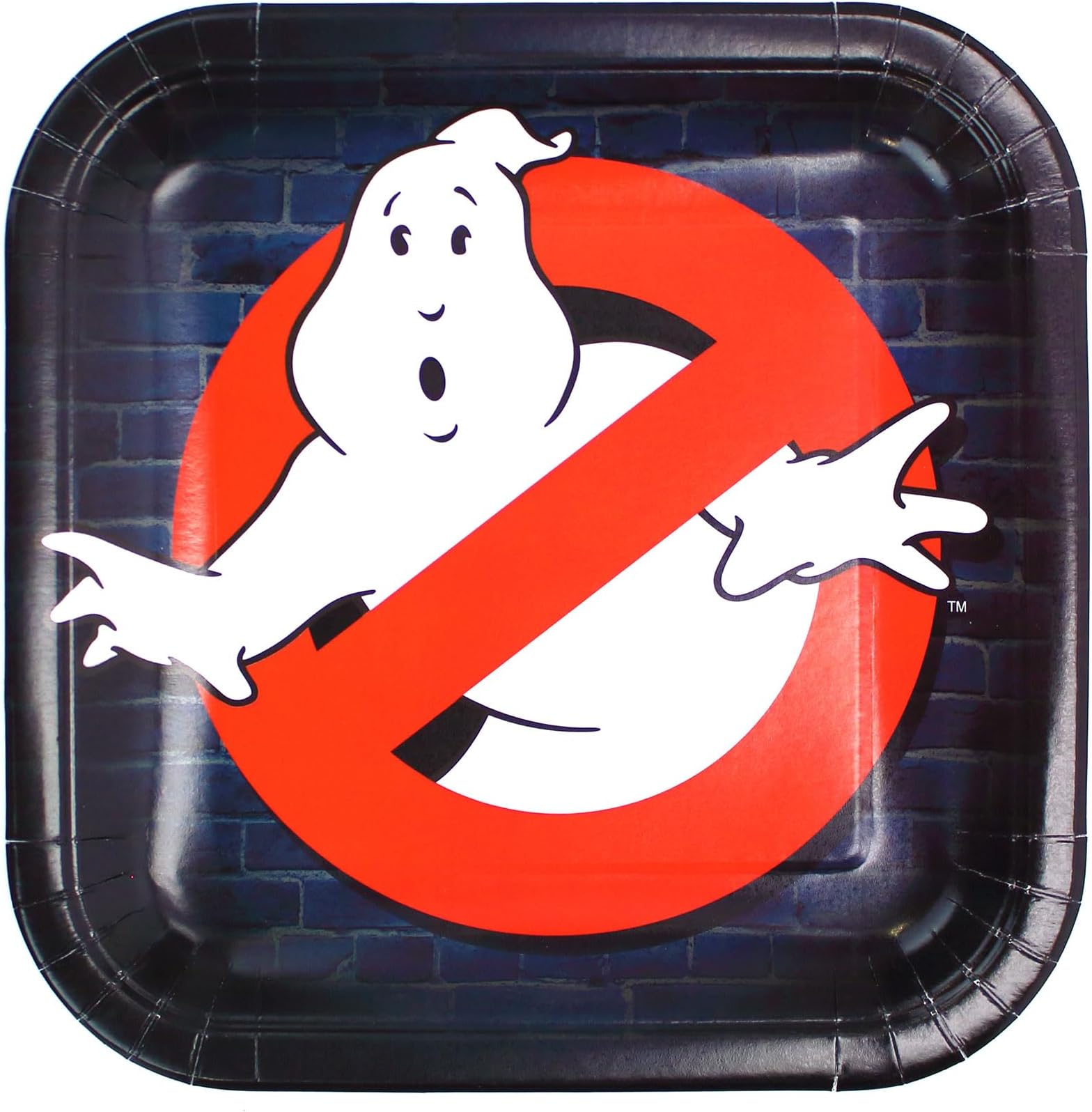 Ghostbusters Paper Party Dinner Plates (set of 8) 9-Inch Square- No-Ghost Logo - Perfect for Kids' Birthday Parties Halloween Events, and Movie Viewing Plates