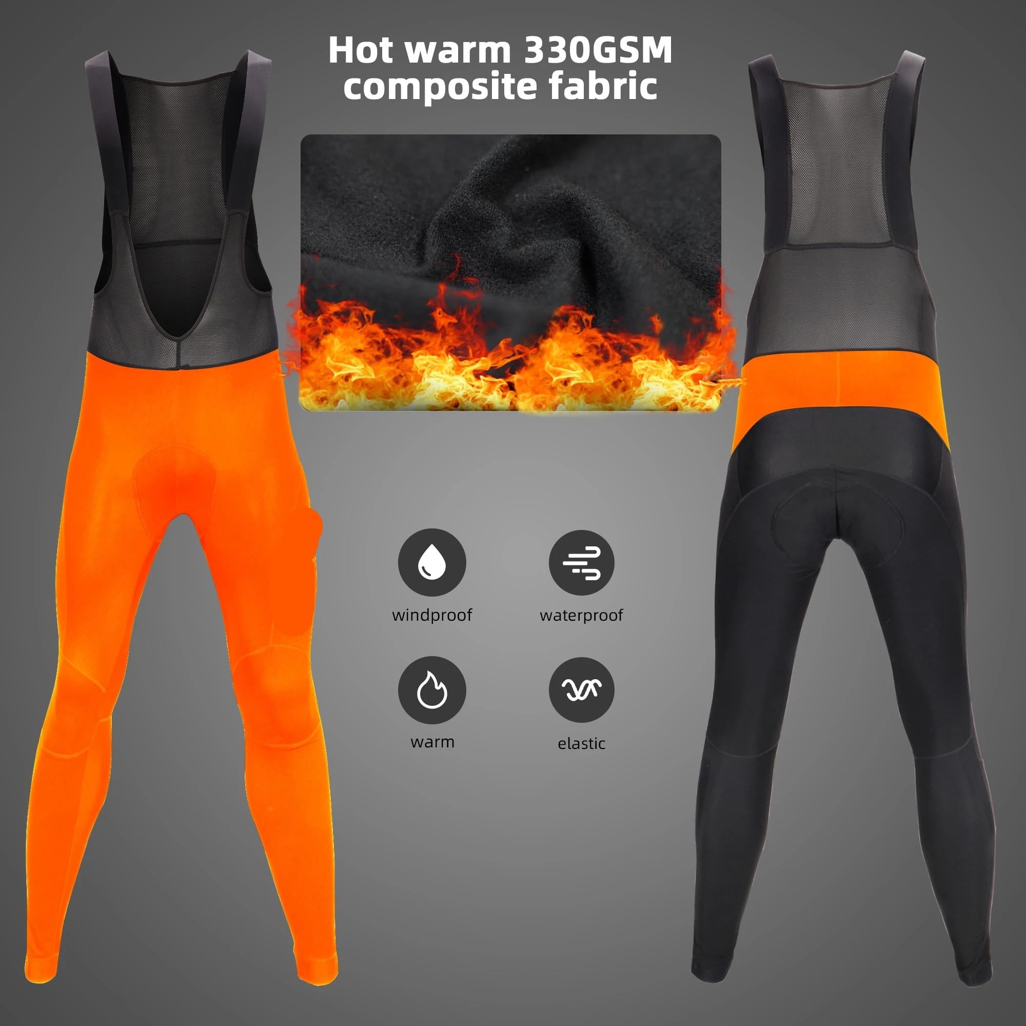 Mallas con Tirantes de Ciclismo for Hombre, Impermeables, a Prueba Viento, Almohadilla Gel térmico, Pantalones, cálidos for Bicicleta para Ciclismo Al Aire Libre
