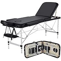 Vista 1 de Yaheetech Mesas de masaje portátil para tatuaje, cama ajustable de aluminio, 3 camas plegables de spa con bolsa no tejida de 24 pulgadas de ancho