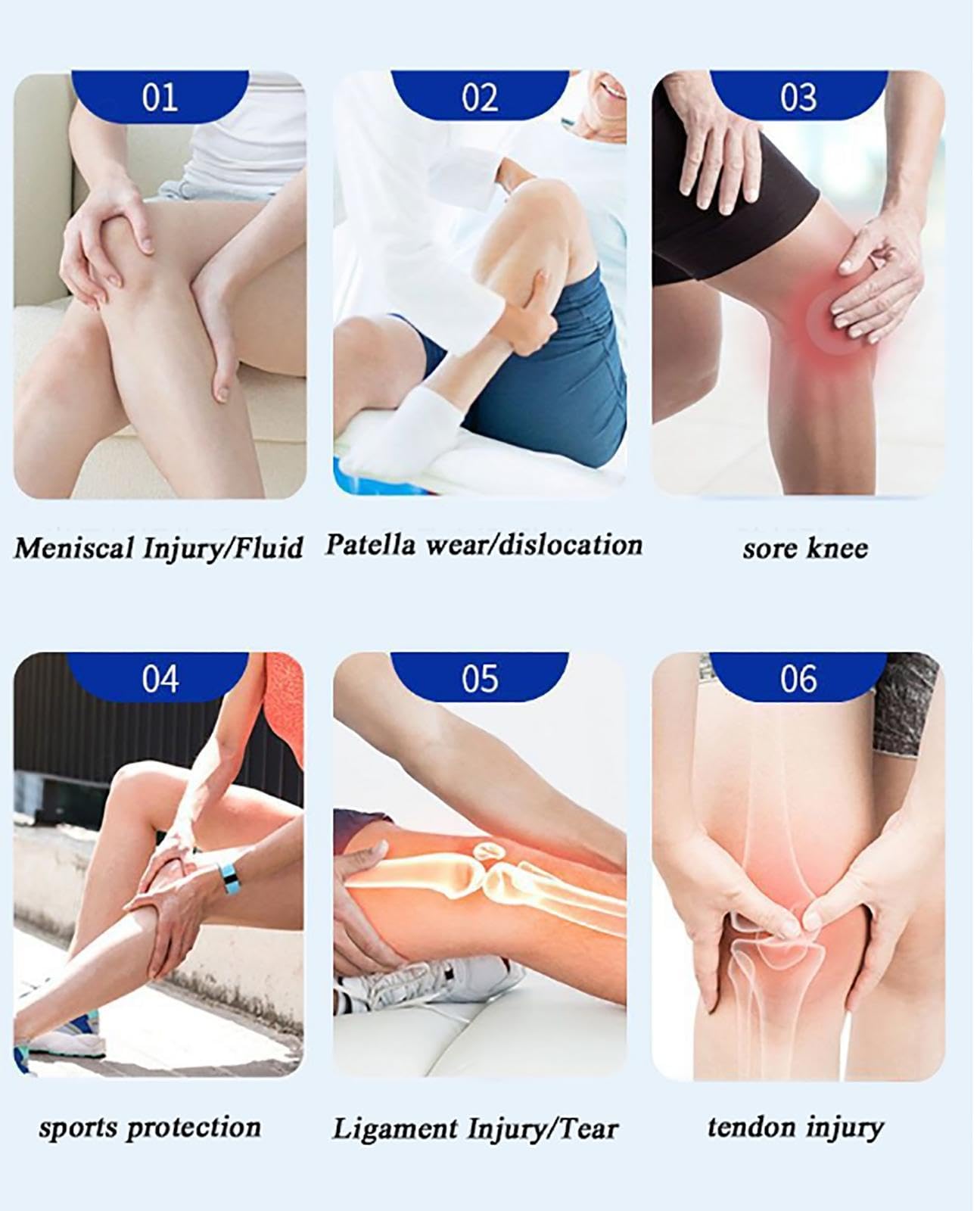 Rodillera para Hombres y Mujeres, Rodillera Ajustable con Estabilizadores Laterales, Rodillera para Aliviar El Dolor para Fútbol, ​​Baloncesto, Correr, Tenis, Voleibol,A-M