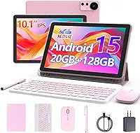 Tablet Android 13 de 10 polegadas, 12 GB de RAM+128 GB de ROM/1 TB de tablet expansível, 2024 mais recentes, 2 em 1 tablets com capa de teclado, caneta capacitiva de rato, CPU de quatro núcleos de 2.0