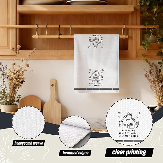 Housewarming Gifts 2026 Kitchen Dish Towels, New Home Gift Ideas, House Warming Gifts for Homeowner Hostess, New Home Decor with Housewarming Saying for Kitchen Bathroom Decor, 16x24 Inch