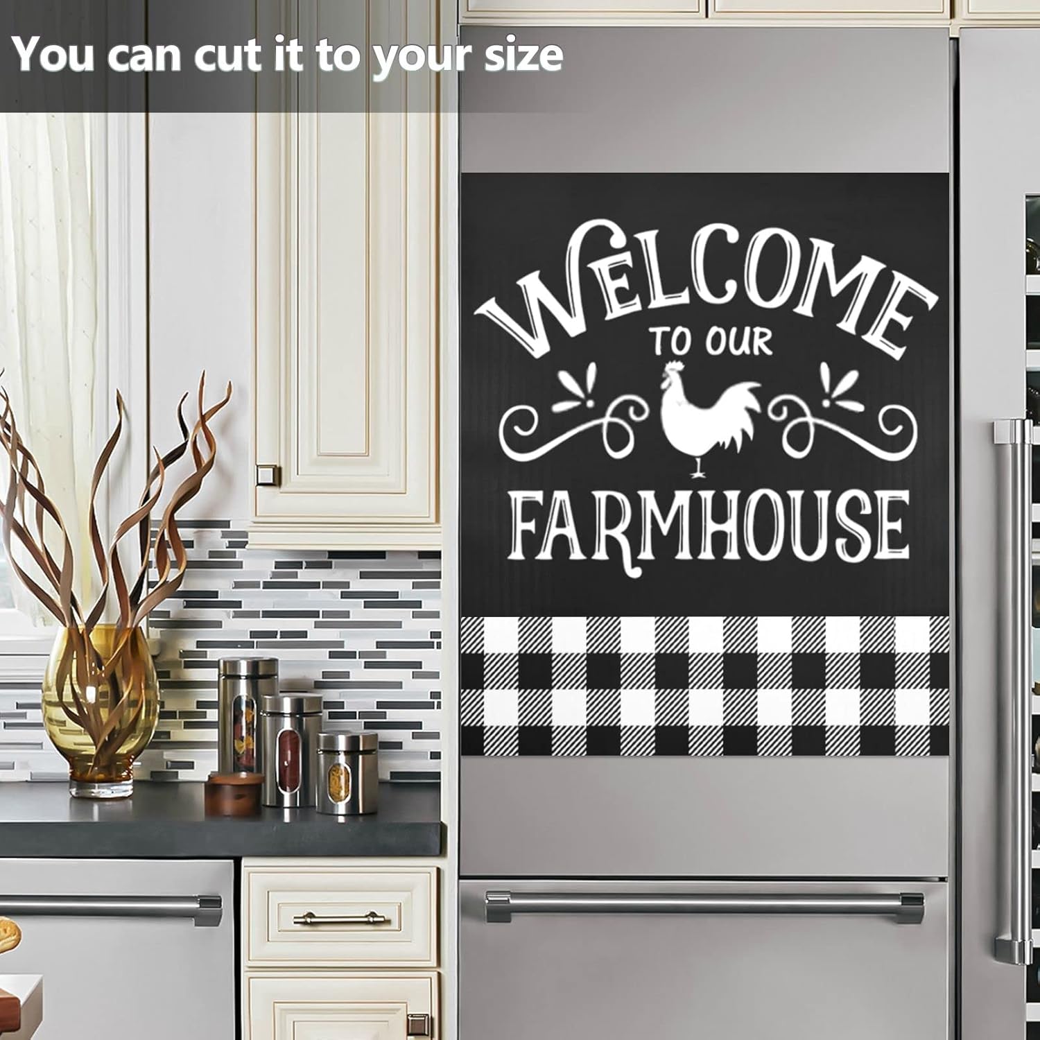 Buffalo Plaid Black Farmhouse Dishwasher Magnet Cover Easy Clean Magnectic Sticker Refrigerator Magnet Decor Fridges Door Magnet Sticker for Home Cabinet Decals Appliances 23"x26"