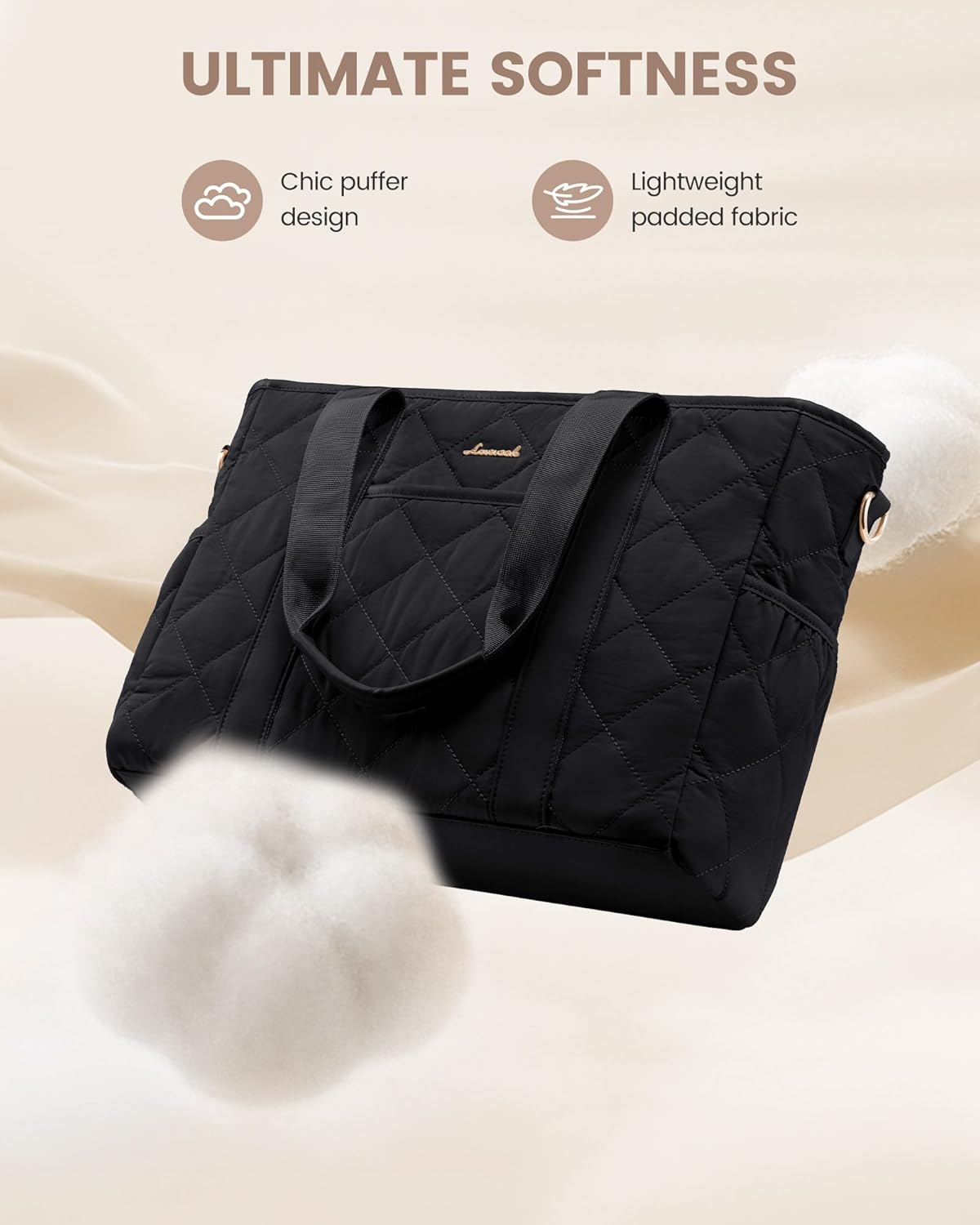 LOVEVOOK Tote Bag for Women, Puffer Work Tote Bag with Zipper, Quilted Nurse Teacher Shoulder for Daily,Travel,Gifts for Her - Image 5