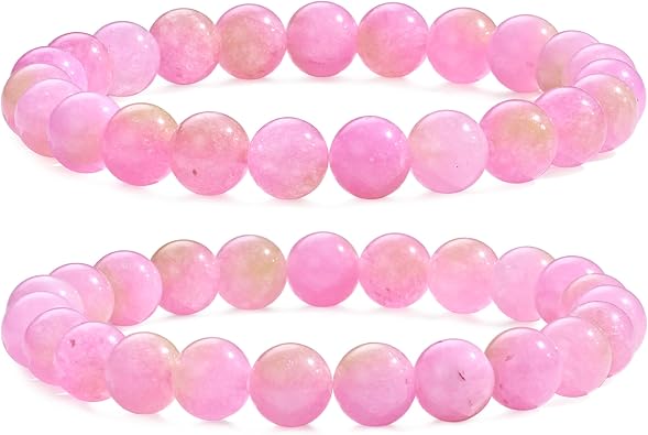 Bivei Natural Gemstone Semi Precious Healing Crystals Handmade Stretchy Round Beads Bracelet,Stocking Stuffers for Women Enhance Positive Energy
