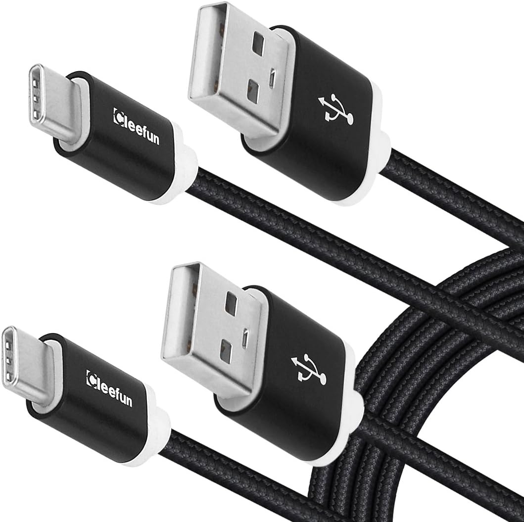 CLEEFUN [2-Pack] USB Type C Cable [6ft], Fast Charging USB-A to USB-C Charger Braided Cord Compatible with Galaxy S20 S10 S9 S8 Plus Note 20 10 9 8, Pixel 3a 2 XL, Moto G7 G8, LG G7 G6 V30 V20