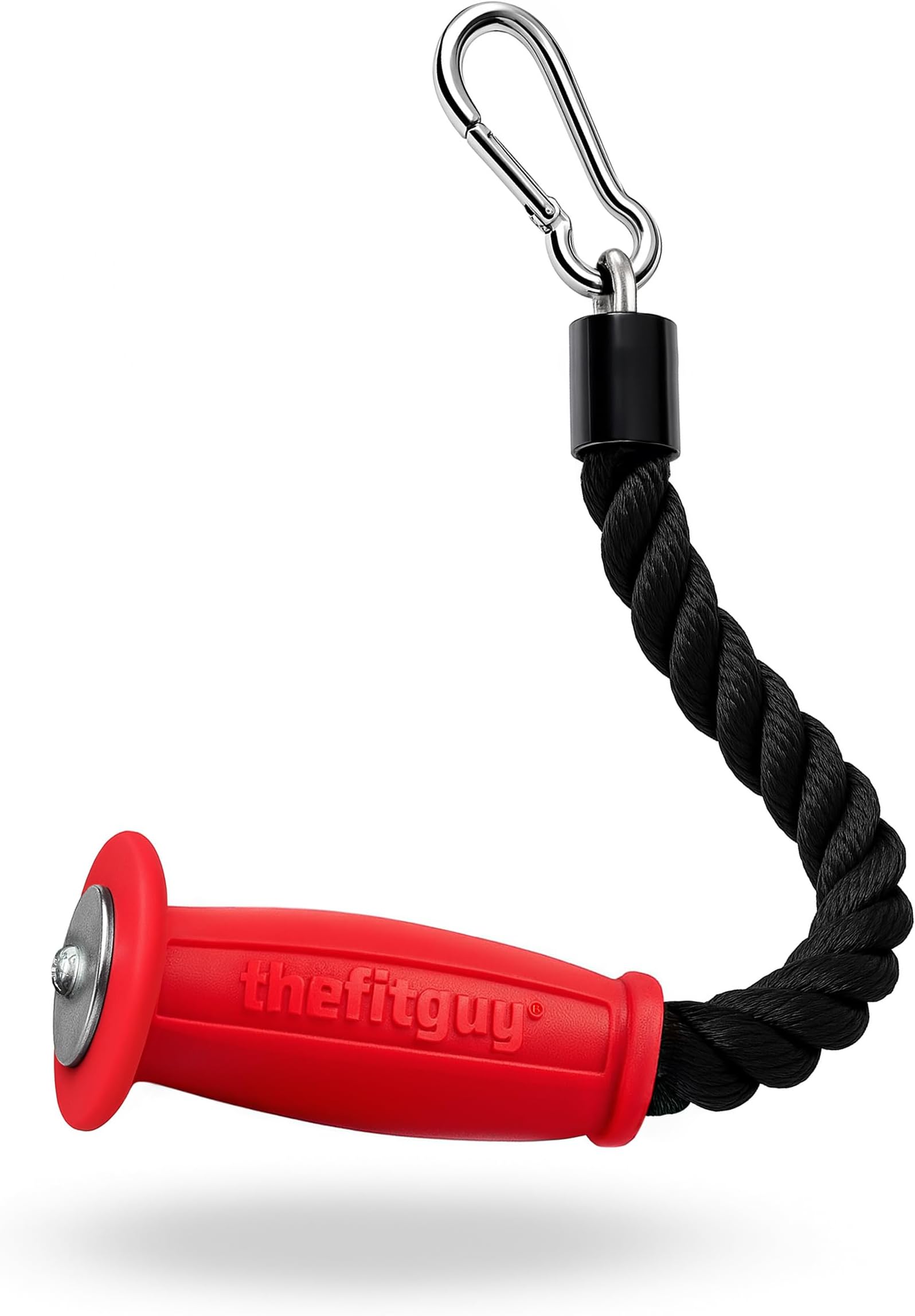 THEFITGUY Ergonomic Grip Single Tricep Rope Cable Attachment, 16.5” Length, Comfort Nonslip, Reducing Wrist Pressure & Rubs, Easy to Clean, Gym Pull Machine Accessory for Cable Machines and Smart Gyms