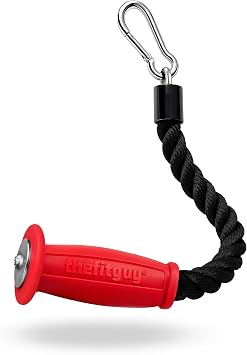 THEFITGUY Ergonomic Single Arm Tricep Rope Cable Attachment, 16.5 | Single-handle cable rope for pushdowns, hammer curls and face pulls, with wrist pressure relief and grip/forearm activation