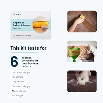 Expanded Indoor Allergen Test Kit by SimpleLab | Lab Testing for Dog, Cat, Rodent, Dust Mite and Other Allergens | Easy Vacuum at Home Sampling for Lab Analysis