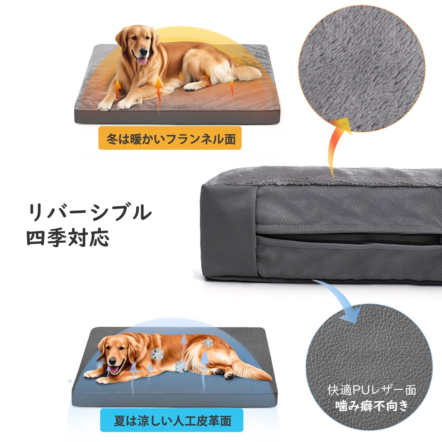 Amazon | MUGIMペットクッション 双面デザイン 夏冬兼用 防水 体圧分散