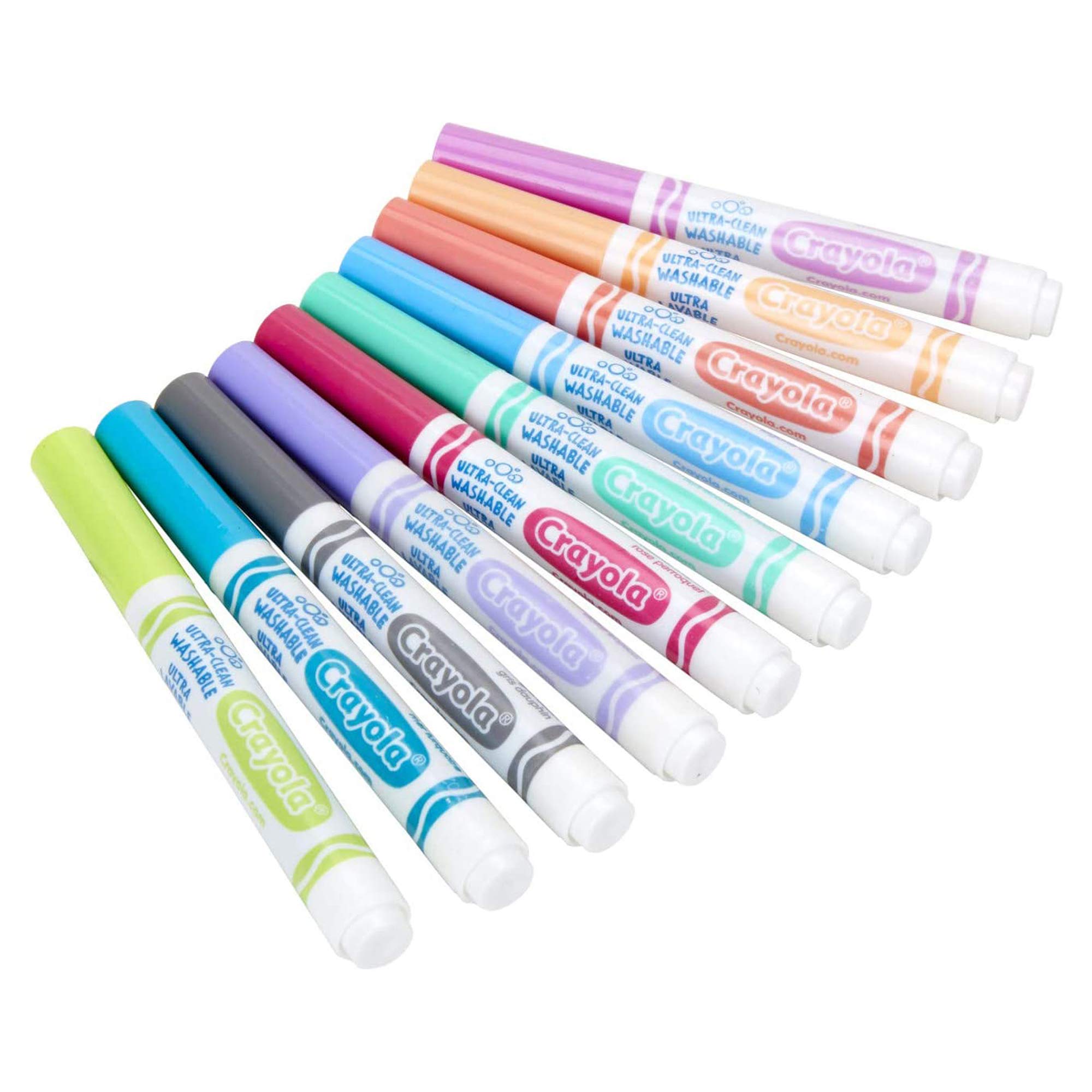 Sinoeem CRAYOLA - Confezione da 10 pennarelli lavabili, ultra puliti, a tratto largo, tropicale