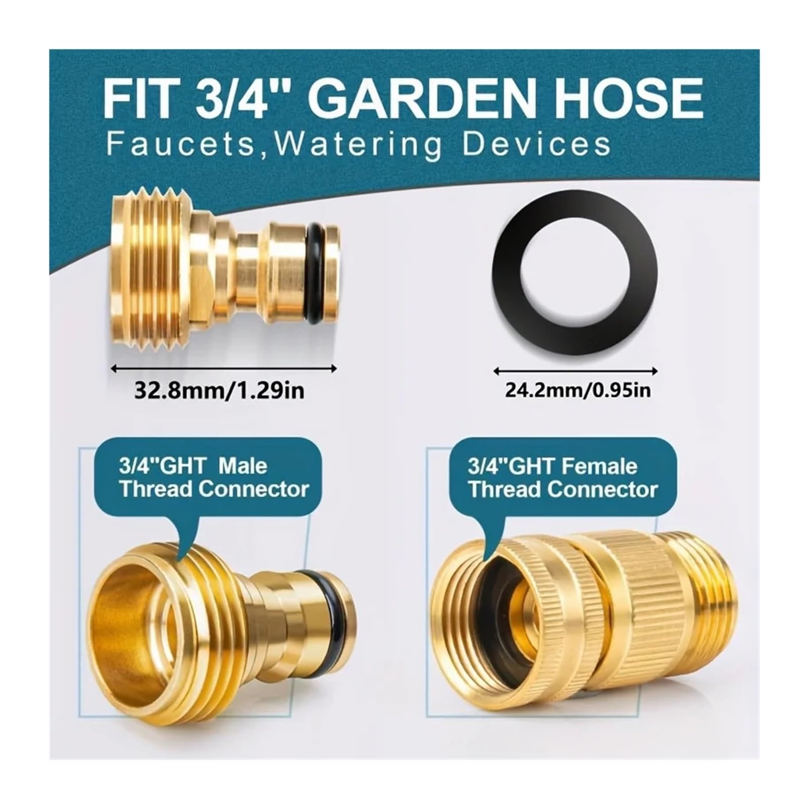 4 Pezzi/8 Pezzi Connettori For Tubi Da Giardino In Ottone 3/4 Pollici, Raccordi A Prova Di Perdite, Installazione Compatibile Con Flessibili(4PCS)