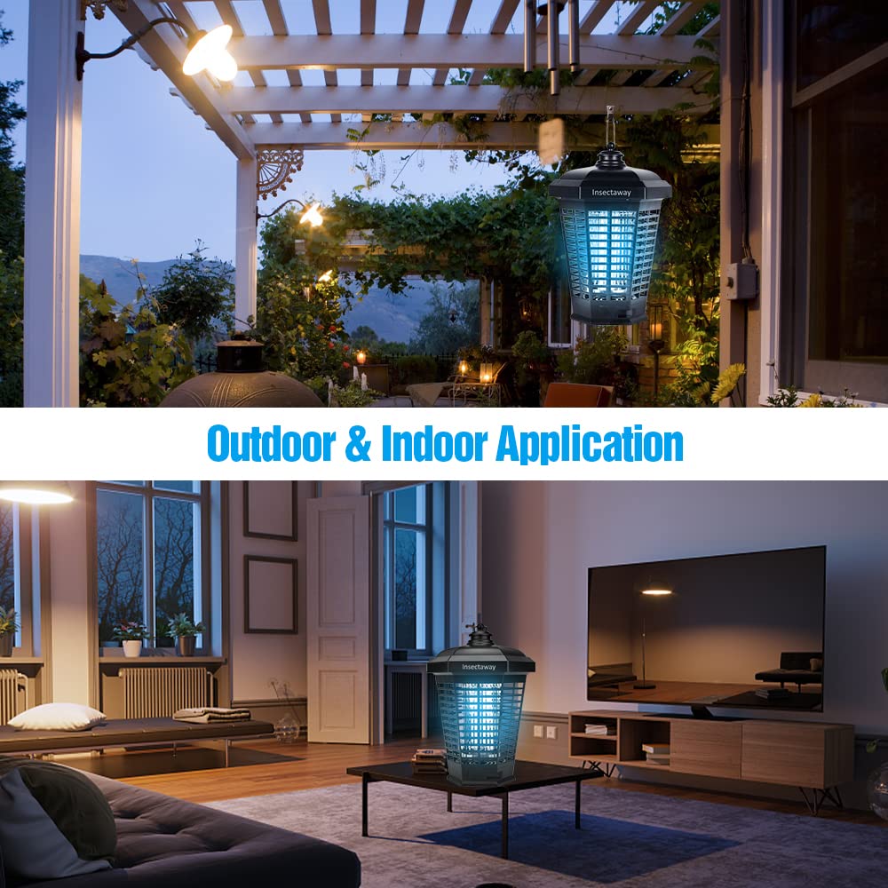 Lampada anti-zanzara per esterni, 20 W, 4200 V, UV uccidere mosca elettrica interna, piega per zanzare, per esterni, cattura mosche, repellente efficace, portata 80 m²