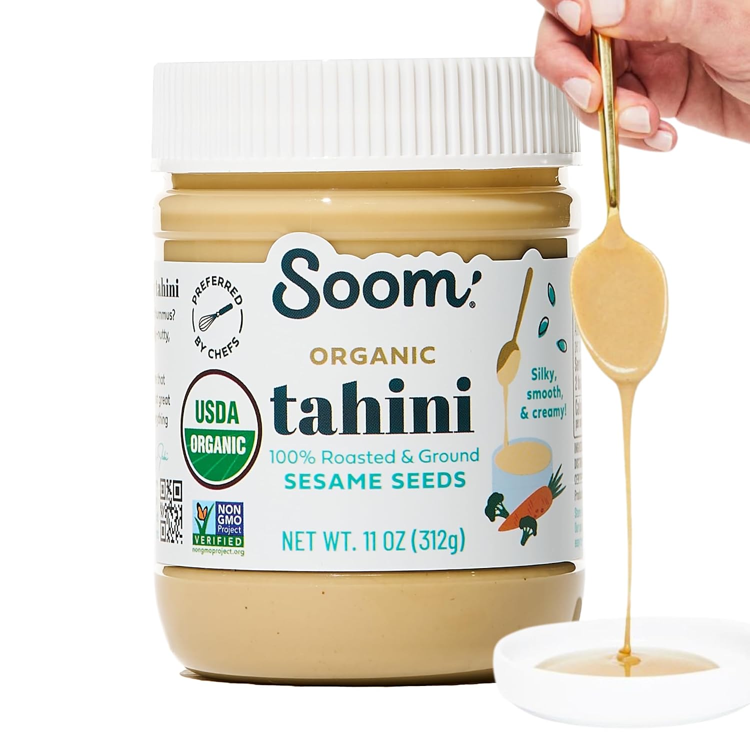 Soom Foods Organic Tahini, Creamy Sesame Paste, 11oz, 1 Pack