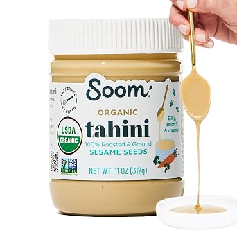Soom Foods Organic Tahini, Creamy Sesame Paste, 11oz, 1 Pack | Silky-smooth, easy to mix organic sesame seed paste for hummus, dressings, sauces. Vegan, nut-free, kosher.