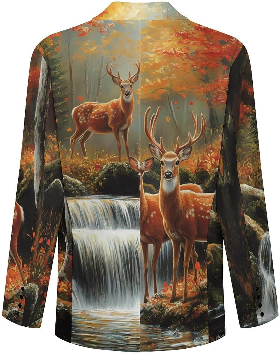 Deer Print Mens Blazer Lightweight Sport Coat Two Button Suit Jackets