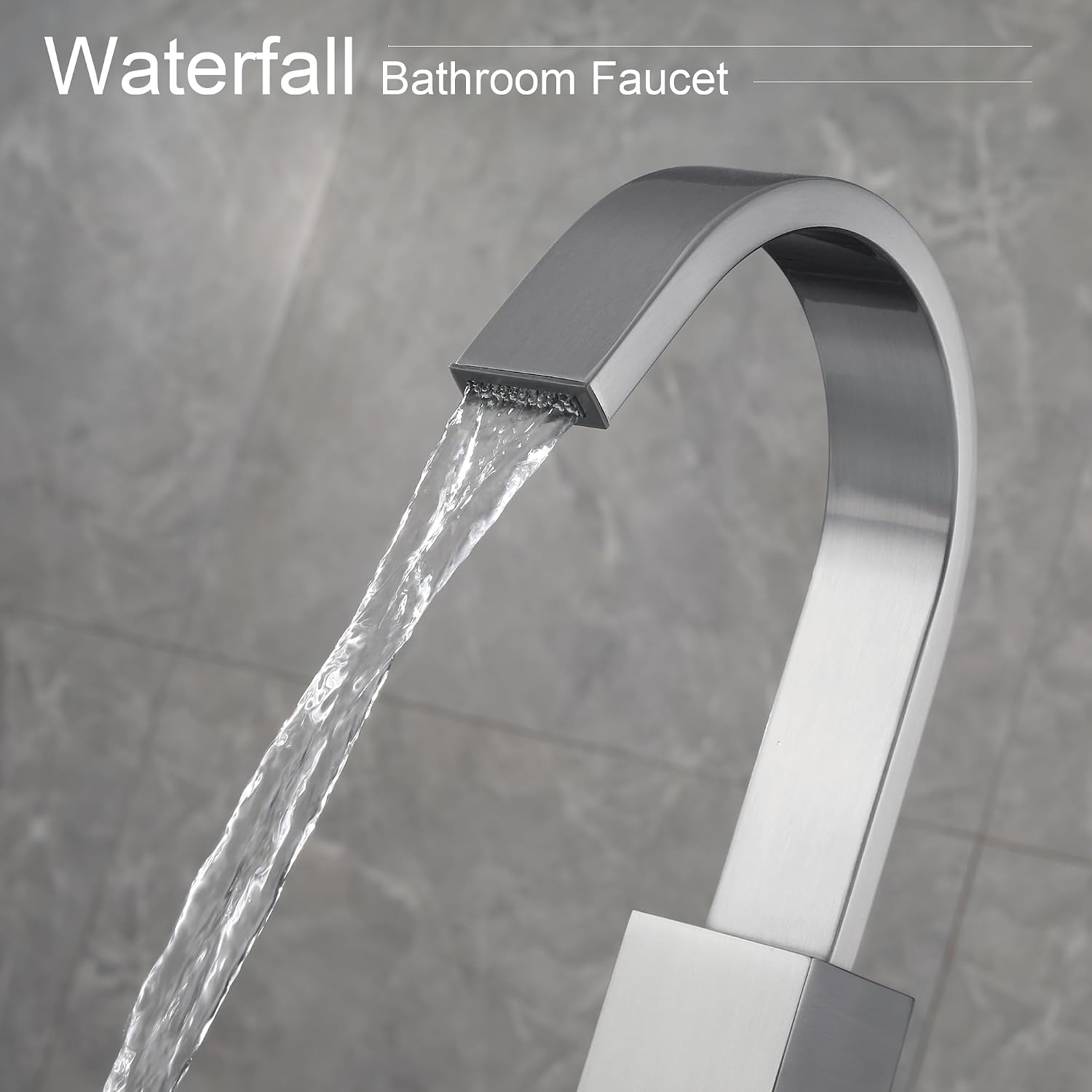 Brushed Nickel Bathroom Faucet with 360 Degree Swivel Spout Waterfall Faucet for Bathroom Vanity，Single Hole Bar Sink Faucet with Hose and 6 "Deck Plate,SL5004BN