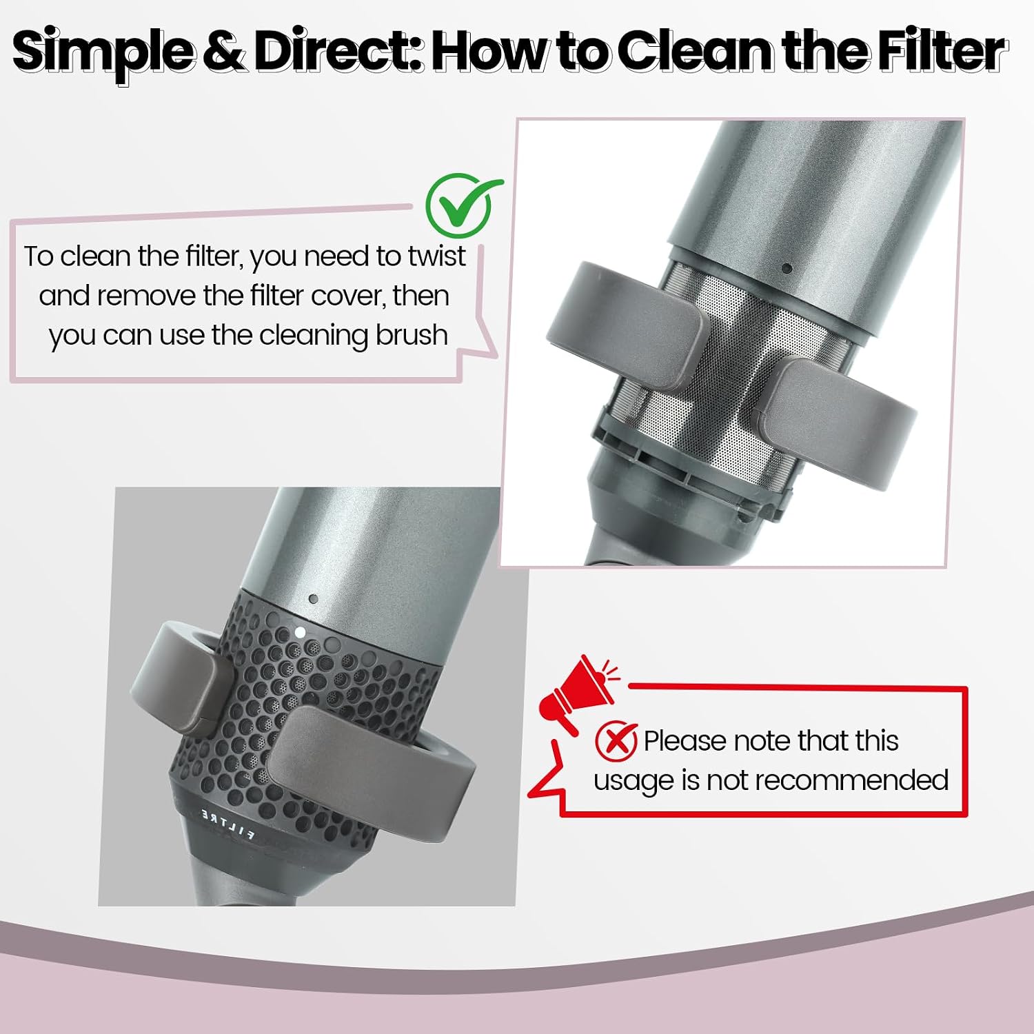 Filter Cleaning Brush for Dyson Airwrap HS01/05/08 2X Hair Dryer image 4