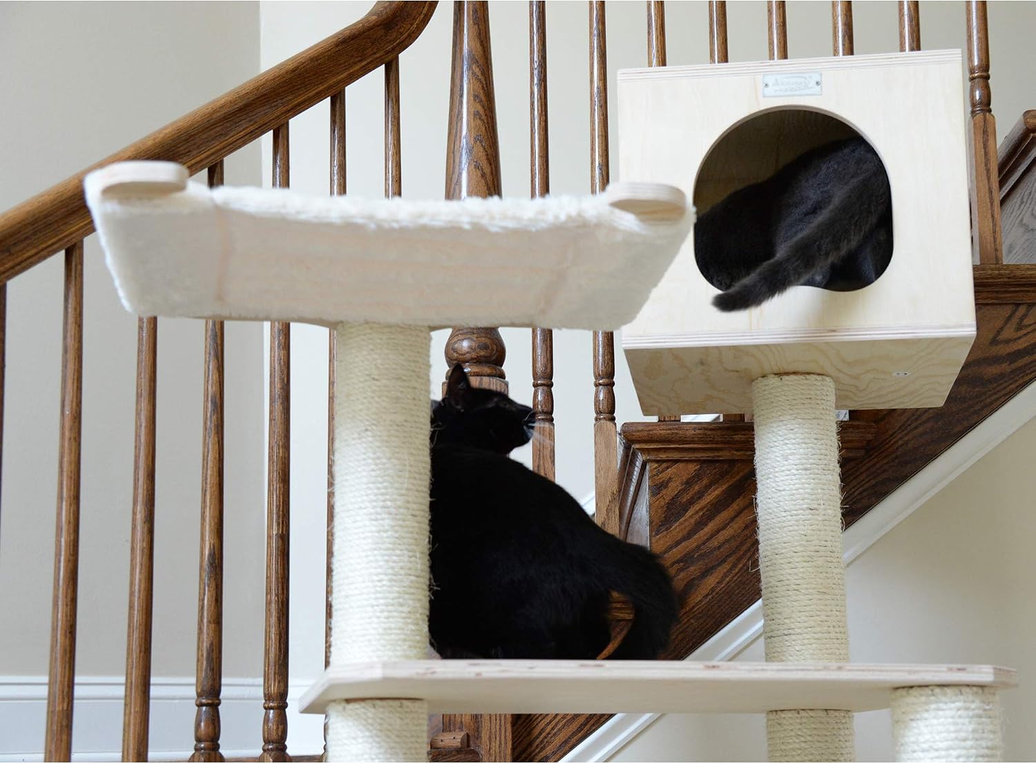 Armarkat 89" Solid Wood Cat Tree Condo Furniture S8902, Tan, 49"(L) X34(W) X89(H)