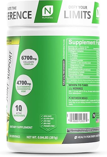 Miniatura 7 de NutraKey Innoflex Glucosamina con Condroitina, Msm, Ácido Hialurónico y Colágeno, 1500mg