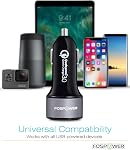 Fospower USB Chargeur de voiture 36W Charge rapide de Qualcomm 3.0 - UL Inscrit Mini Cigarette de recharge rapide à port double LED Adaptateur de Voiture Compatible avec iPhone iPad Airpods Samsung Galaxy Google Pixel Comprimé