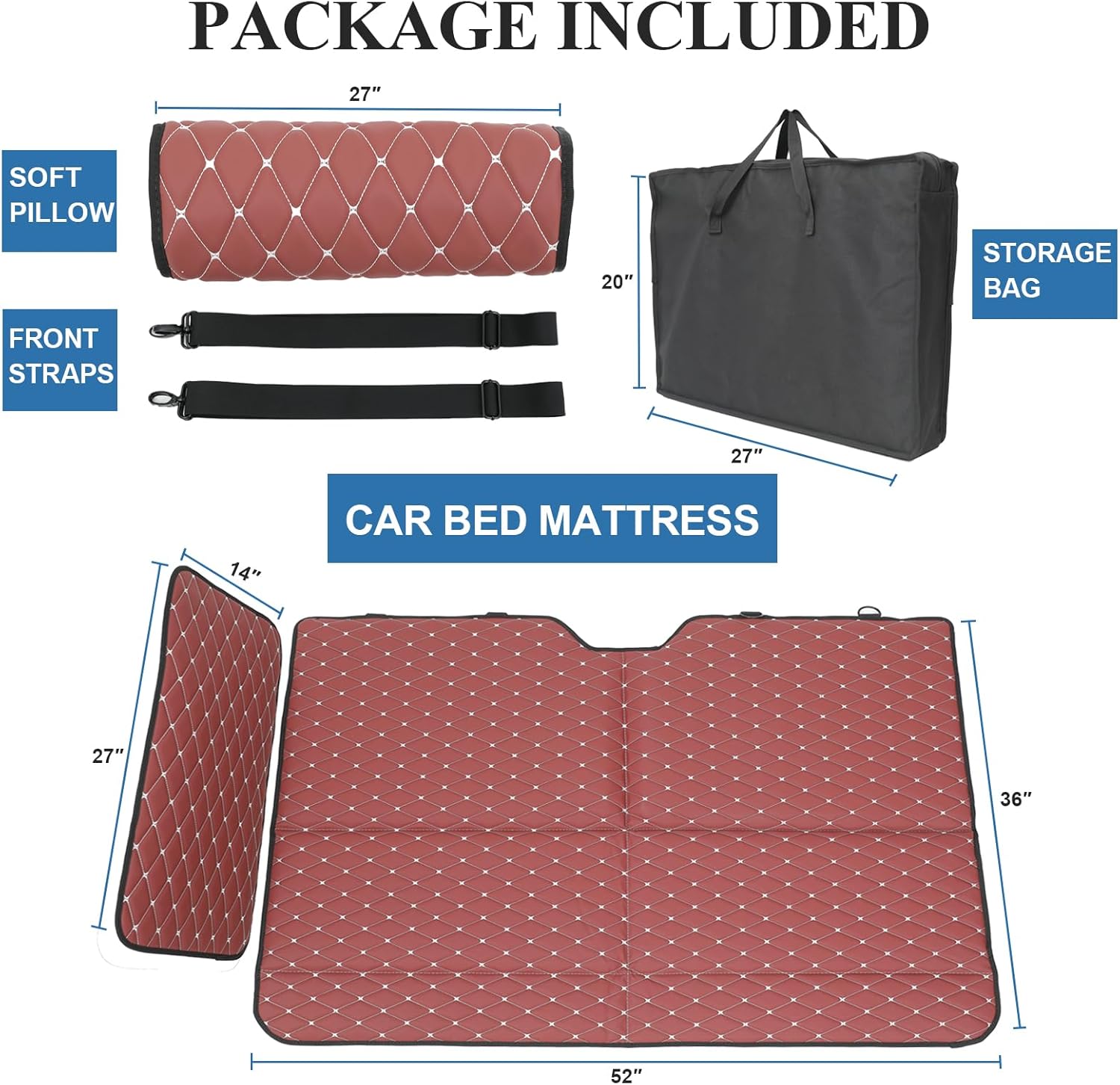 Non-Inflatable Truck Back Seat Bed Mattress, Portable Car Beds for Large Trucks, Double-Sided Folding Travel Bed F150/RAM Trucks/Toyota/Nissan