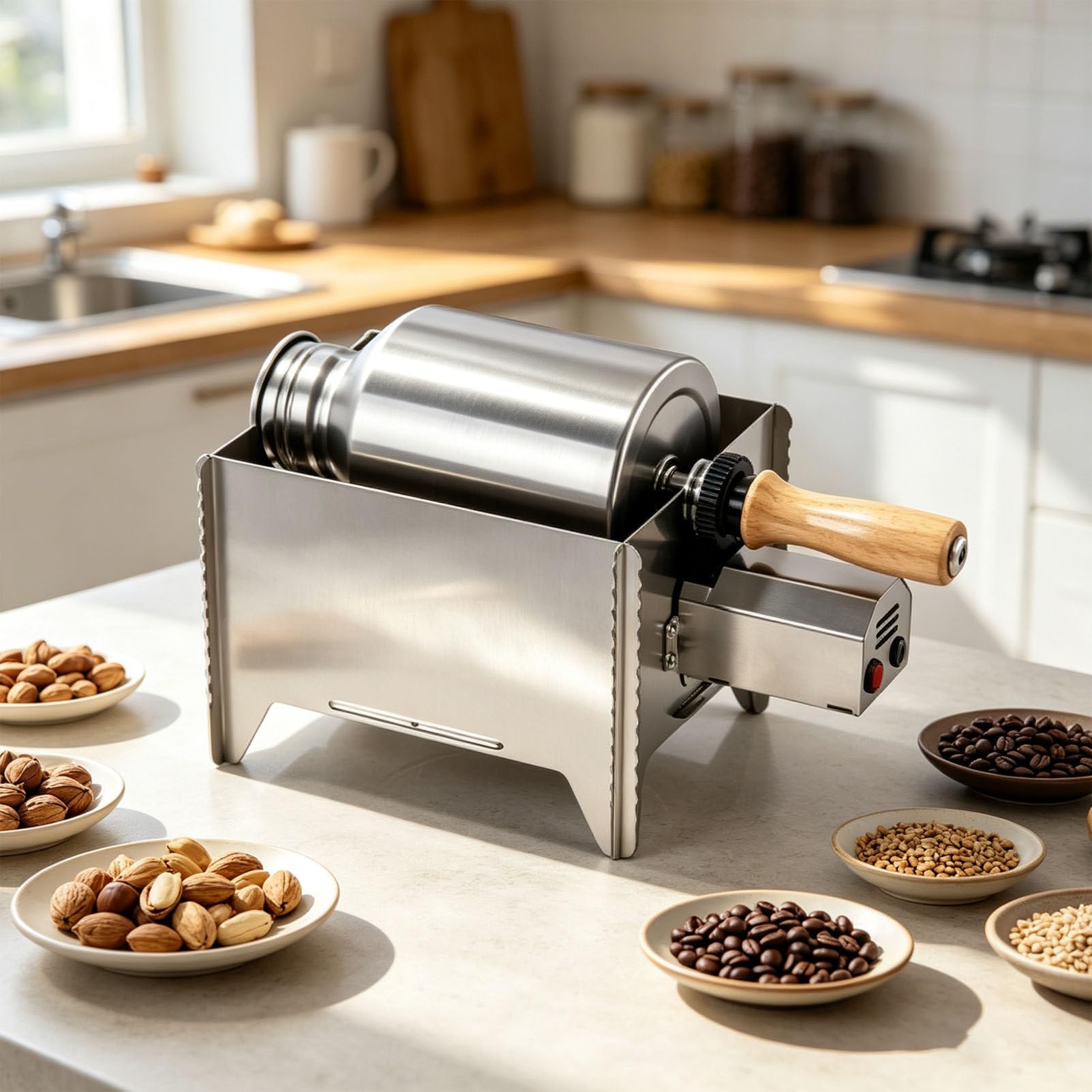 PioMue Detachable Stainless Steel Drum Coffee Bean Roaster StainlessSteel