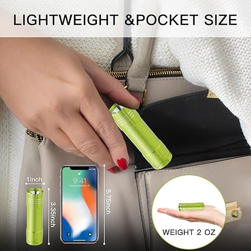 Miniatura 5 de KunHe Paquete de 6 pequeñas mini linterna LED con baterías, linterna LED de aluminio, regalos de Navidad, linternas de 100 lúmenes con batería, luz