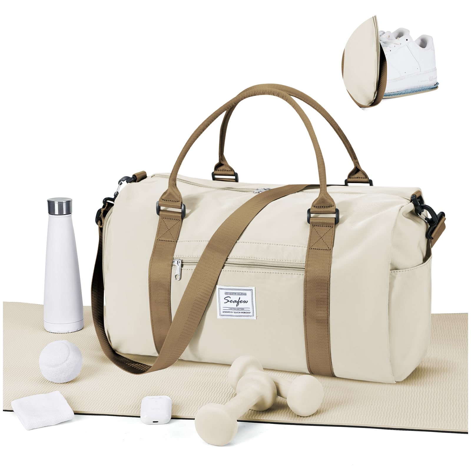 Gym Bag for Women Men with Shoes Compartment,Sports Duffle Bag Personal item travel Duffel Bags Tote Bag Small Carry on Weekender Overnight Bag